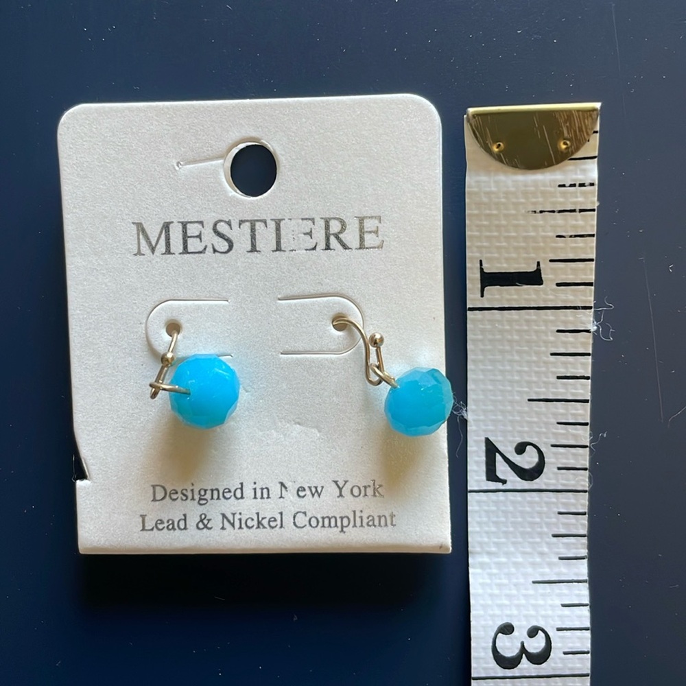 Mestiere brand turquoise bead dangle earrings NWT
